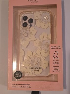 kate spade Cream Floral iPhone 12 / 12 Pro Case with Gold Trim